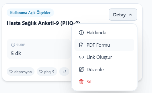 PDF Formu seçeneği