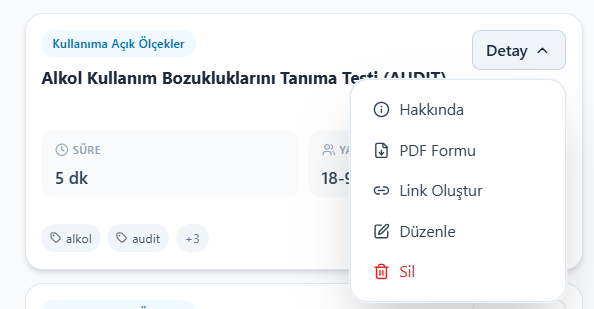 Detay menüsü